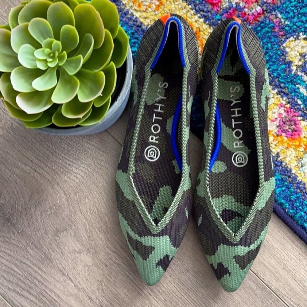 Rothys The Point Camuflaje Green Size 6.5 Woman’s… - image 1